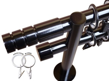 KARNISZ+CICHE KÓŁKA CZARNY 25/19MM PODWÓJNY 240 CM