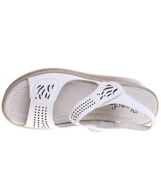 Buty damskie Białe lekkie sandały na niskim obcasie Obuwie 16156