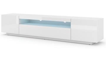 Szafka RTV AURA 200 biały mat / biały połysk + LED