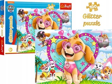 TREFL Puzzle GLITTER Brokatowe PSI PATROL W Blasku Skye 100 elementów