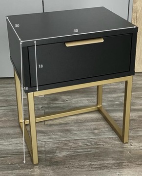 Прикроватная тумбочка-чердак черного золота, матовая черная рама
