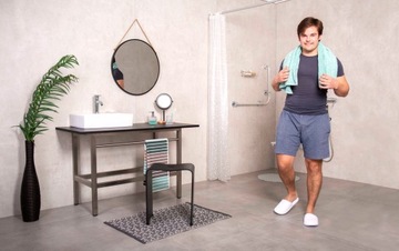 РИДДЕР Модный стильный табурет для ванной комнаты, матовый черный