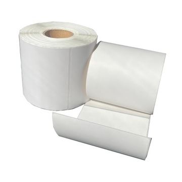ETYKIETY TERMICZNE BIAŁE 100x150 FI 25 mm 500 SZTUK Z PERFORACJĄ