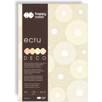 Blok z papierem barwionym A4 20k 170g 4 kolory DECO ECRU HA 3717 2030-092 H
