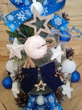 STOŻEK DEKOROWANY w DONICY z dekoracją LED 45 CM