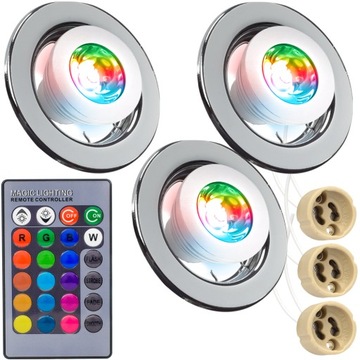 3x OPRAWKA HALOGENOWA SUFITOWA ŻARÓWKA LED RGB