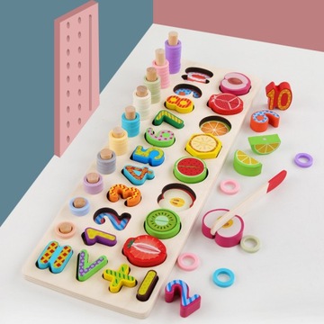 ФРУКТЫ, ДЕРЕВЯННЫЕ ЦИФРЫ, КАБИНЫ, СОРТИРОВКА МОНТЕССОРИ