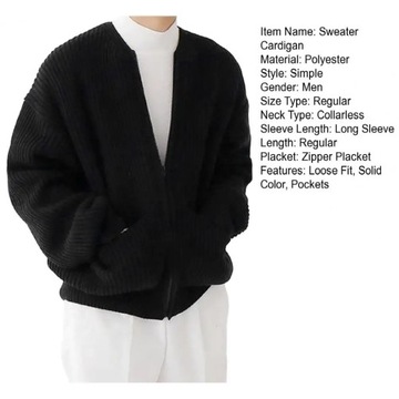 Sweater Cardigan Male Knitting Outwear Men's Colla