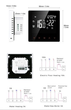 Контроллер температуры TUYA WiFi с управлением через приложение 16А