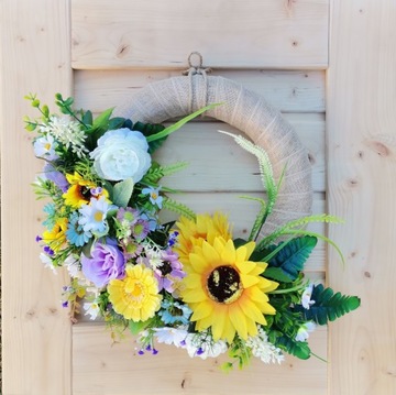 Весенний венок - ПОДСОЛНУХИ - цветы на дверь