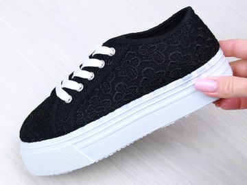 КРУЖЕВНЫЕ КРОССОВКИ CREEPERS, ЧЕРНЫЕ A6AI15184 39