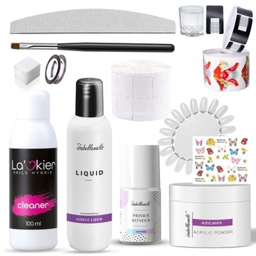 Zestaw akryl do paznokci Isabellenails Proszek Akrylowy 15ml WHITE liquid