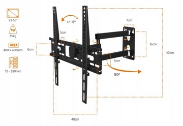 ПРОЧНОЕ НАСТЕННОЕ КРЕПЛЕНИЕ ДЛЯ ТЕЛЕВИЗОРОВ 23-55 ДЮЙМОВ