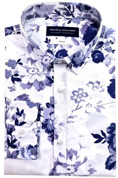 Koszula męska biała w kwiaty JACK&JONES PREMIUM slim fit EN647 r. M