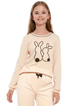 Piżama dziewczęca Cornette 961/151 Rabbits r. 110/116 króliki groszki