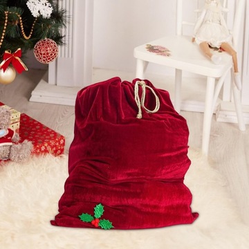 Подарочный мешок Санты Большой бархатный рождественский мешок с красным шнурком