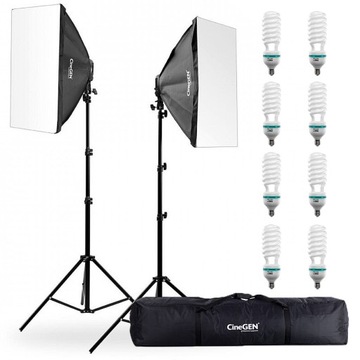 ZESTAW FOTOGRAFICZNY 2x 50x70cm 8x 400W DUŻA TORBA