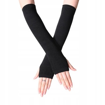 Rękawiczki bez palców mitenki długie czarne