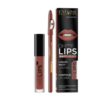 EVELINE OH MY LIPS ZESTAW POMADKA 08 I KREDKA 18