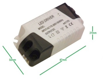 Zasilacz LED DRIVER 1- 3W DC 9 - 12V transformator