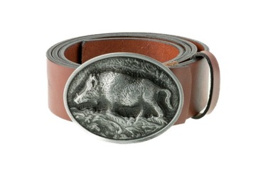 Pasek skórzany BÓR HUNTER ELEGANCE - Boar Silver-110