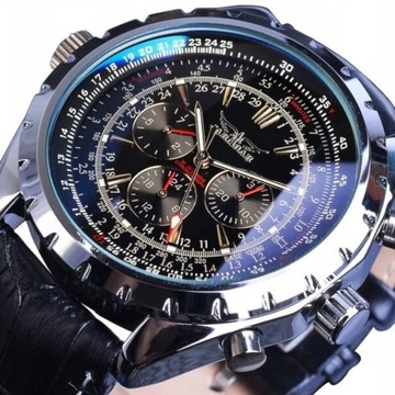 LUKSUSOWY ZEGAREK MĘSKI JARAGAR ELEGANCKI PREZENT CHRONOGRAF DUŻA TARCZA