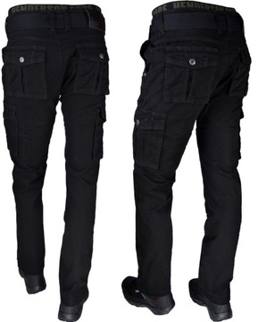 ЧЕРНЫЕ Брюки-карго стрейч с поясом Различные размеры 34 IT/Th часть