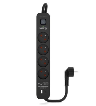Urządzenie zasilające zabezpieczające KERG z wyłącznikiem 4 gniazda USB-C U