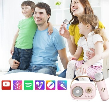 PRZENOŚNY ZESTAW DO KARAOKE MIKROFON GŁOŚNIK BEZPRZEWODOWY BLUETOOTH PARTY