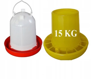 Poidło dla drobiu 15 l i karmnik drób 15 kg ZESTAW