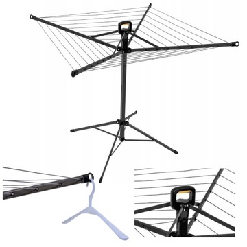 Suszarka na pranie CASA SI Pop Up 110 cm rozkładana CZARNA