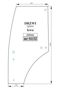 Szyba zielona gięta drzwi lewe John Deere R198624