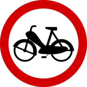 Znak B-10: Zakaz wjazdu motorowerów - Naklejka