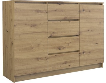 DUŻA KOMODA 4 SZUFLADY 2 DRZWI DĄB ARTISAN 120CM