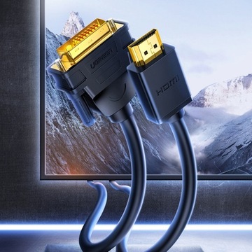 UGREEN ДВУСТОРОННИЙ КАБЕЛЬ HDMI DVI 2 м ХОРОШЕЕ КАЧЕСТВО ИЗОБРАЖЕНИЯ 1080p HD