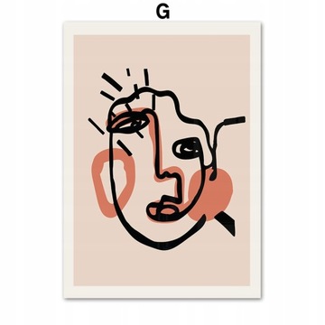 Abstract Matisse Line Face Red Lips Nude Wall