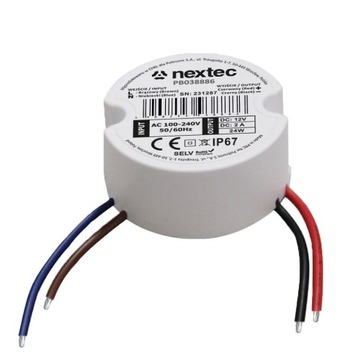 Zasilacz LED dopuszkowy 12V 2A 24W IP67 ODPORNY DO PUSZKI