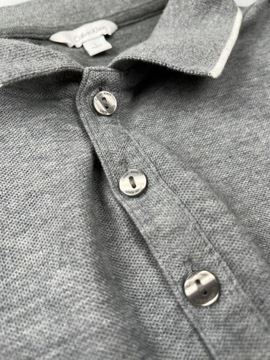 Koszulka męska polo z kołnierzykiem szara 100% bawełna Calvin Klein r. L
