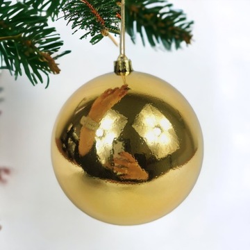 Большая пластиковая елочная игрушка, 20 см, золото.