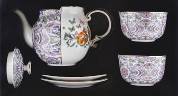 ЧАШКА 2 ШТ И ЧАЙНИК 950 МЛ ЦВЕТЫ ЖУРАВА ПОДАРОЧНАЯ КОРОБКА 5 ПРЕДМЕТОВ