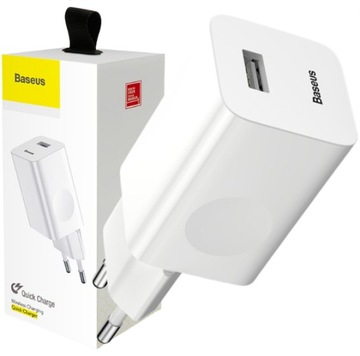 SZYBKA ŁADOWARKA SIECIOWA BASEUS ZASILACZ DO TELEFONU USB QC 3.0 24W 3A