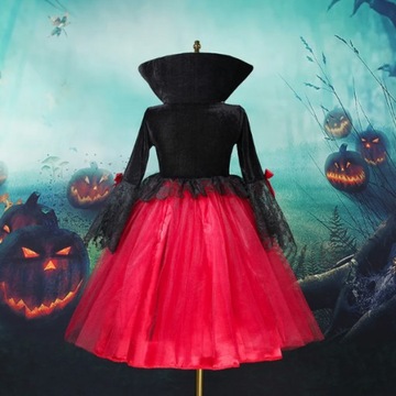 STRÓJ PRZEBRANIE WAMPIRZYCA KOSTIUM WAMPIRZYCY NA KARNAWAŁ 128 134