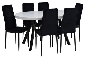 ZESTAW 6x krzesło WELUR + stół MARMUR BLAT 5cm