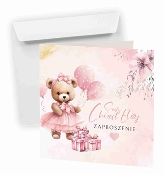 ZAPROSZENIE NA CHRZEST + IMIĘ DZIECKA + KOPERTA + EKSPRES + JAKOŚĆ