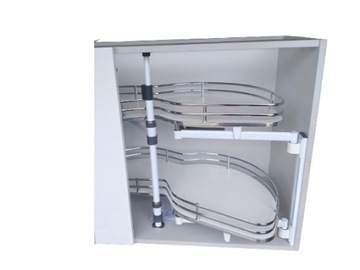 Półka narożna Nerka 900 prawa BIAŁA domyk front 450mm