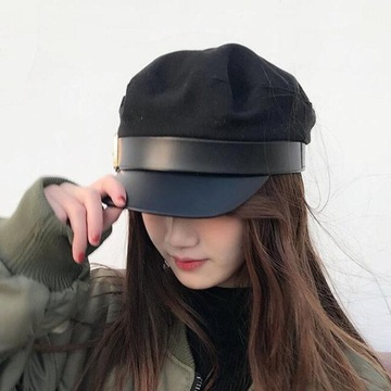 Kobiety czarne kapelusze wojskowe jesienne zima mo