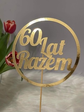 Topper 60 LAT ŚLUBU ROCZNICA ŚLUBU DIAMENTOWE GODY