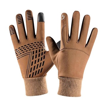 Winter Gloves Warm Mittens Windproof Full Finger Gloves, Snow L Khaki