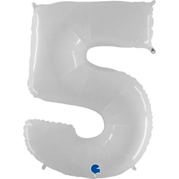 Balon Cyfra 5 - 102 cm Biała