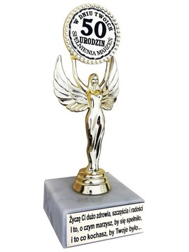 STATUETKA NA 50 URODZINY Złota Prezent na 50-tkę